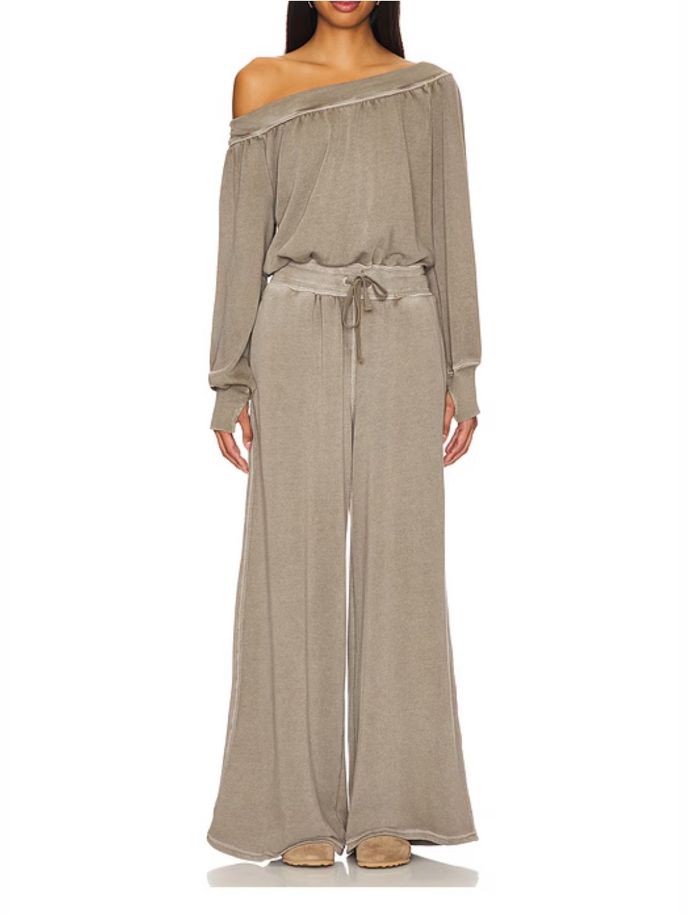 Free People Movement One To Beat Jumpsuit Women’s Size Large Dolphin Gray NWT